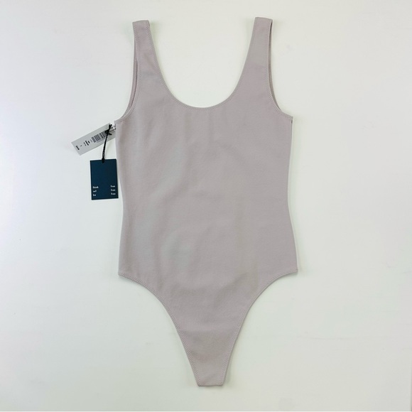 Aritzia Leila bodysuit NEW Small lilac fog thong style scoop neck fitted Wilfred - Picture 4 of 7
